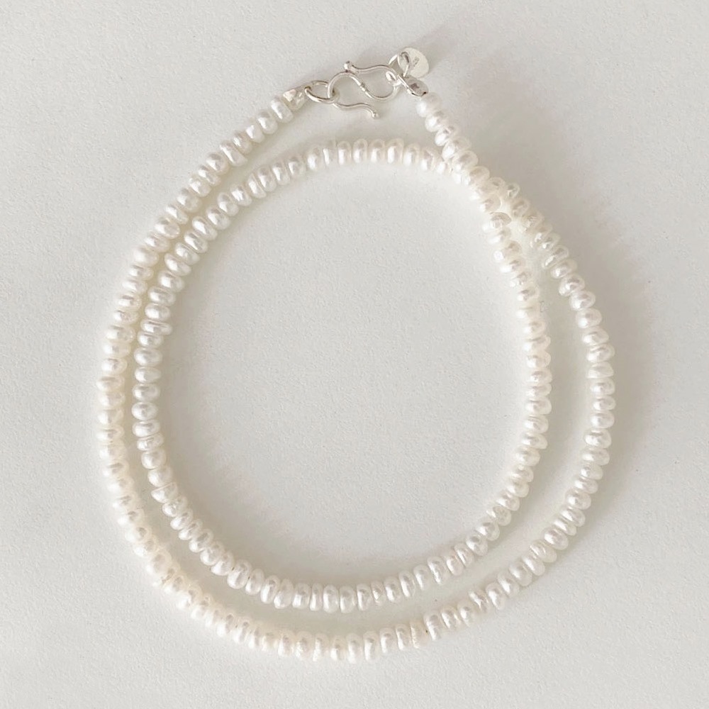 [S925] Flat pearl necklace