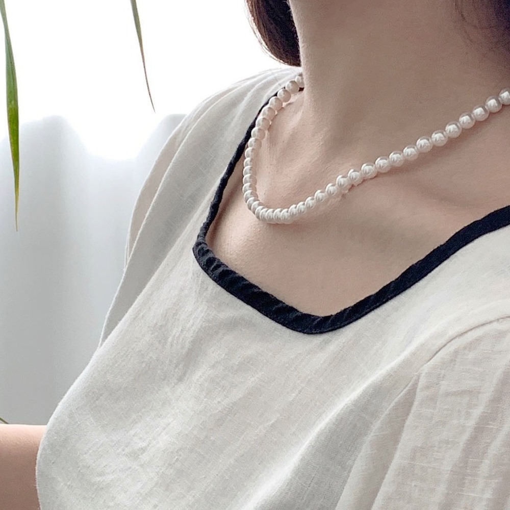 [S925] 6mm round pearl necklace