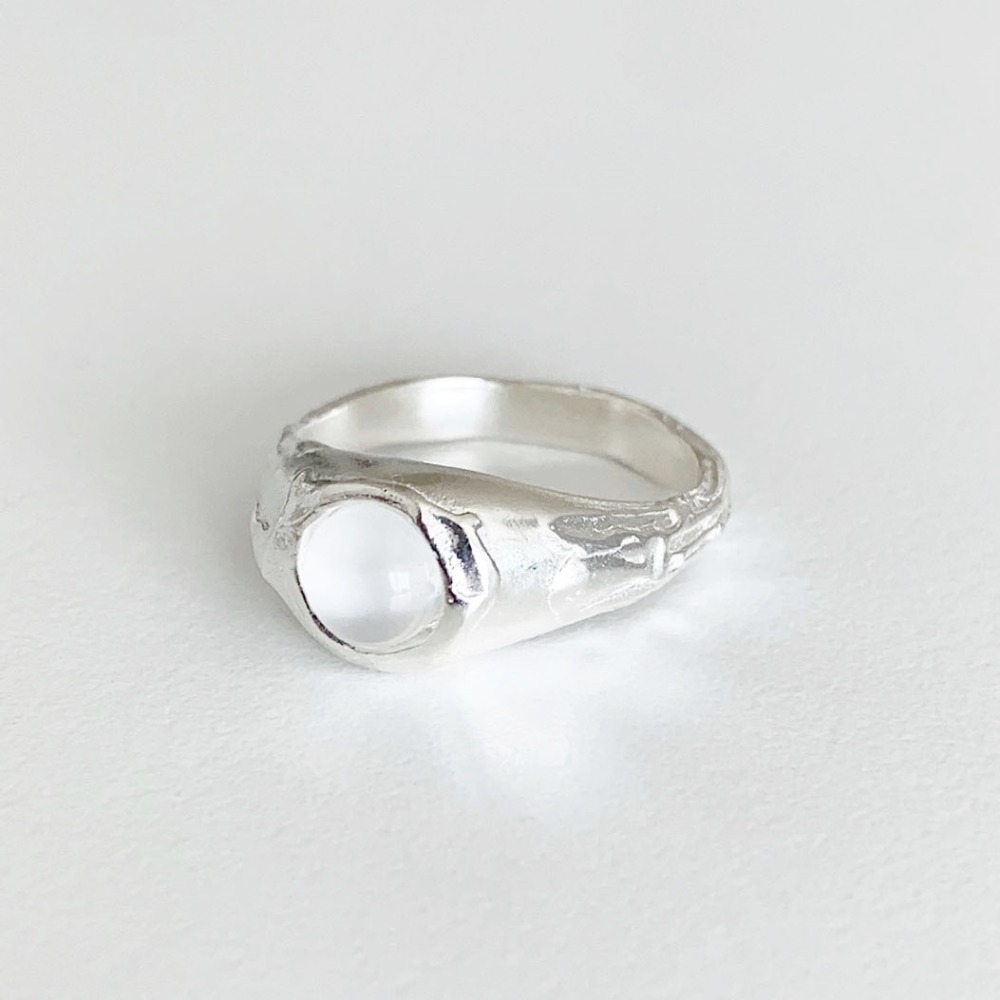 [S925] Love moon ring (white moonstone)