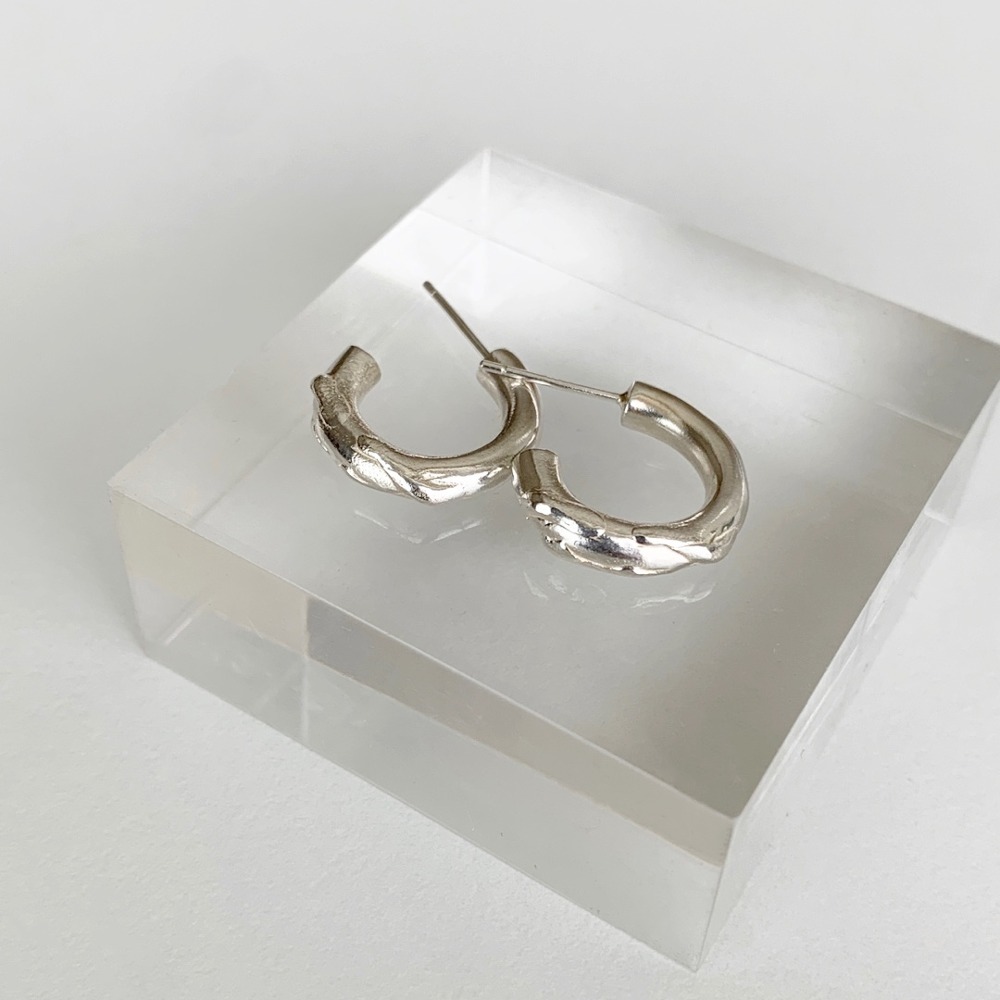 [S925] wave ring earrings