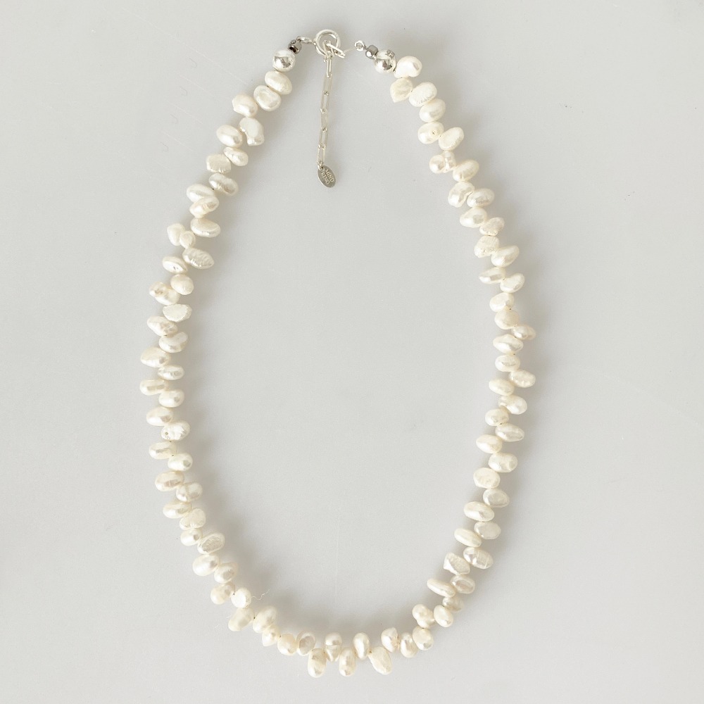 [S925] Zigzag pearl necklace