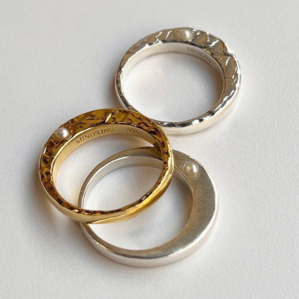 [S925] Plop pearl rings (silver/18k)